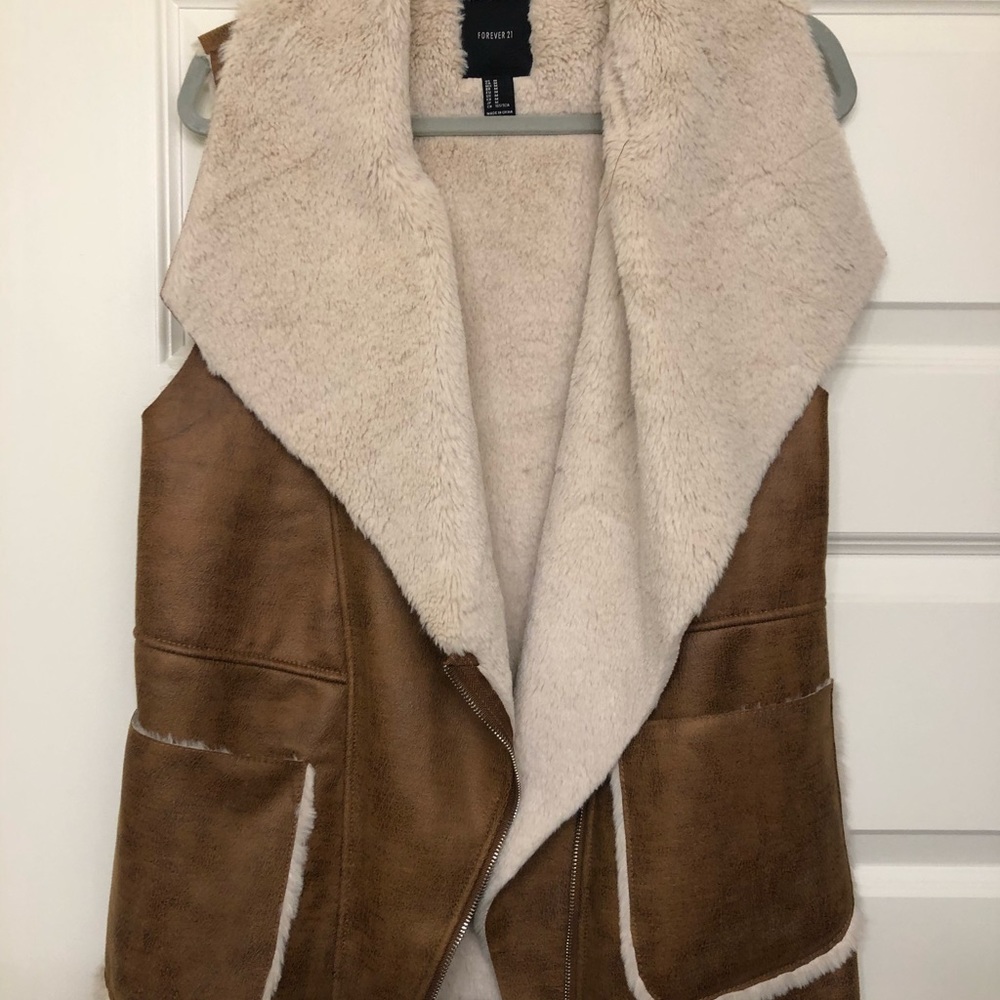Faux Suede Shearling Vest